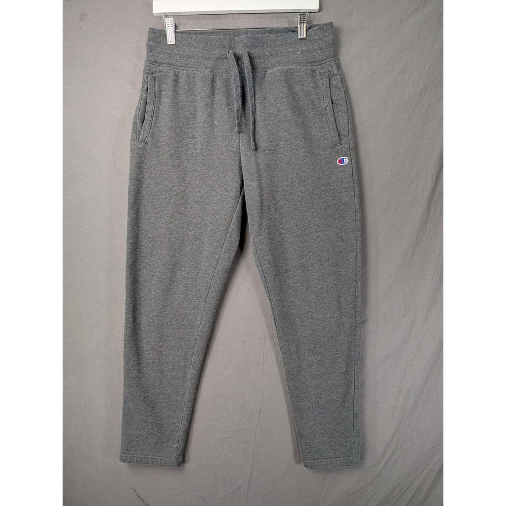 Champion Mens Gray Fleece Jogger Sweatpants Size Medium Drawstring Tapered Leg